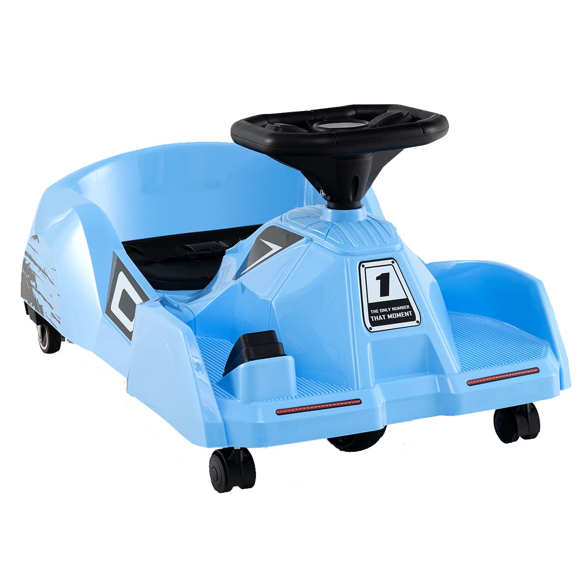 CostwayKart de Nettoyage Électrique 12V avec Balai Amovible Télécommande 3 Vitesses Klaxon Musique & Connexion Sans Fil pour 2-5 Ans Bleu