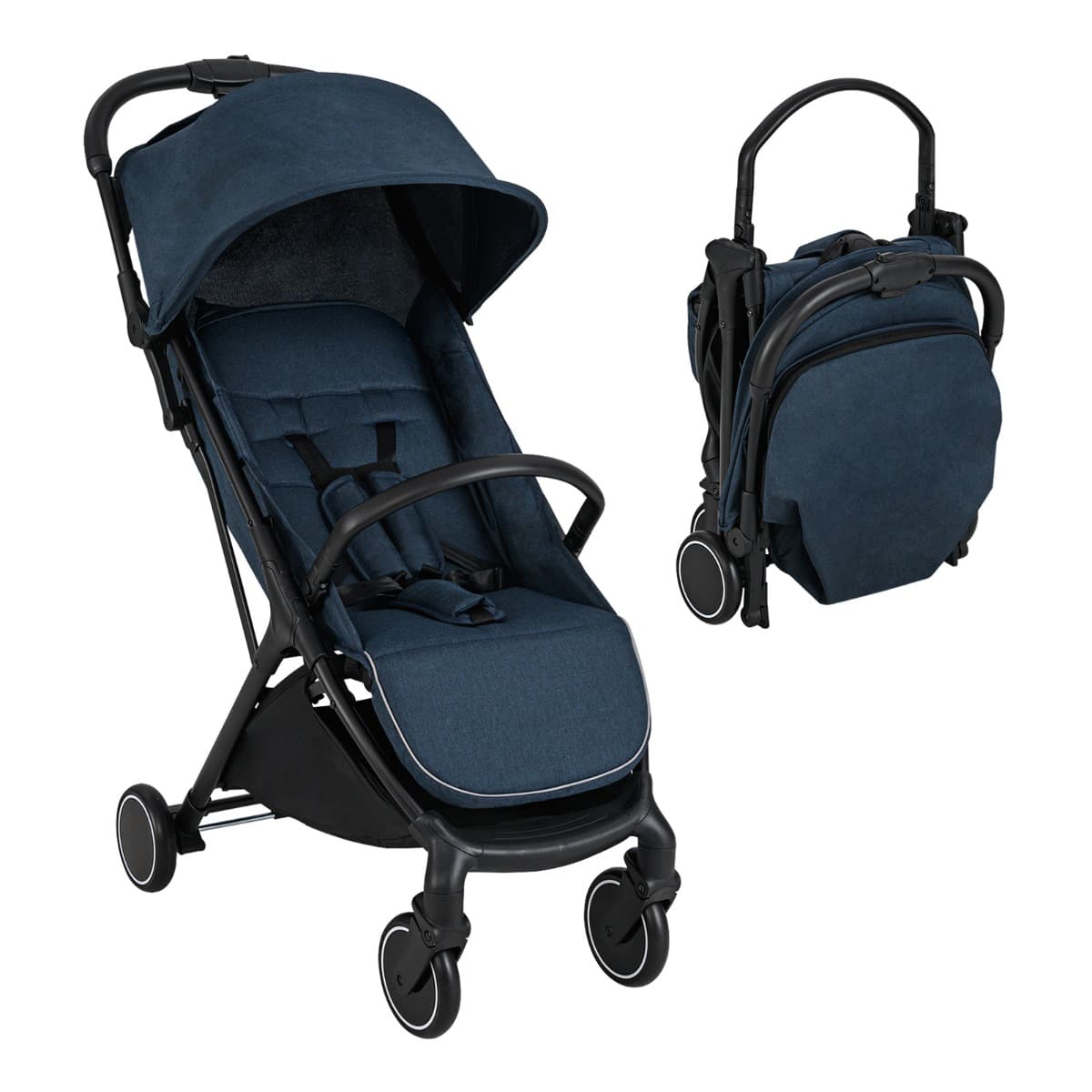 CostwayPoussette Canne Ultra Compacte avec Structure en Aluminium Harnais à 5 Points Convient aux Enfants 0-36 mois Bleu