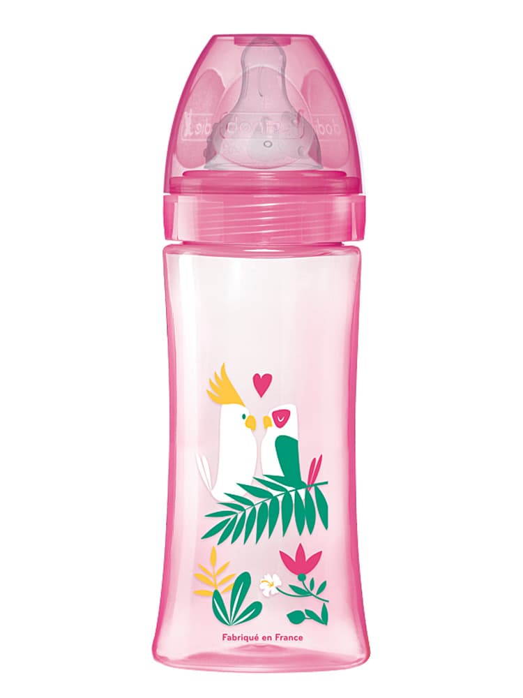Dodie Biberon Initiation+ 330 ml Bleu +6 Mois Tétine Ronde 3 Vitesses Débit 3 - Couleur : Rose