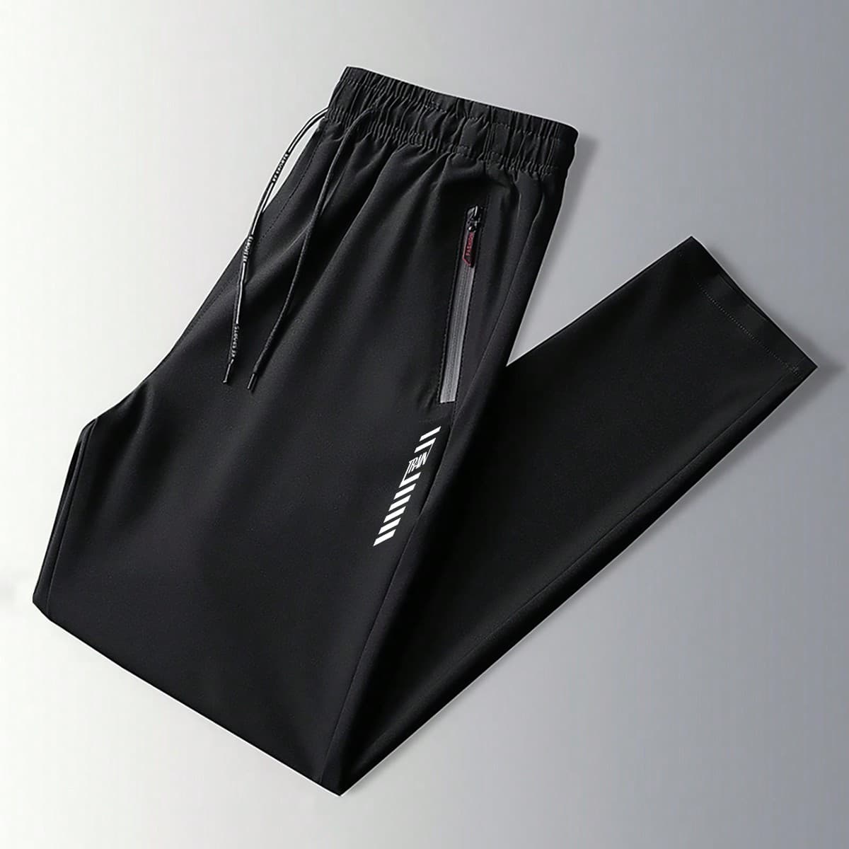 Pantalon long de sport pour homme, mince, séchage rapide, respirant, à cordon de serrage et tissé pour l'entrainement et la course d'été