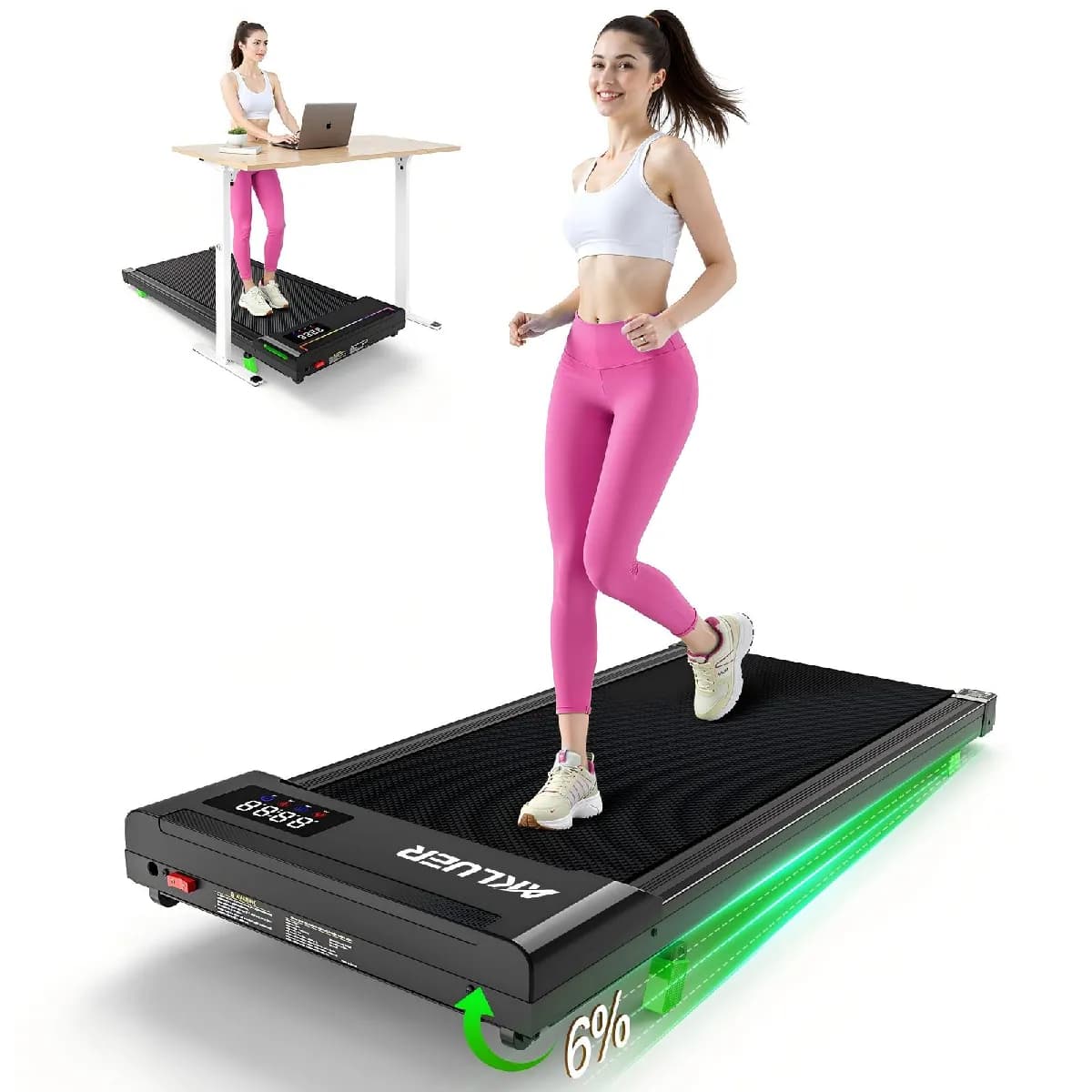 Tapis de course 0,6 à 4 km/h et pente de 6 % écran LED peut supporter environ 150 kg