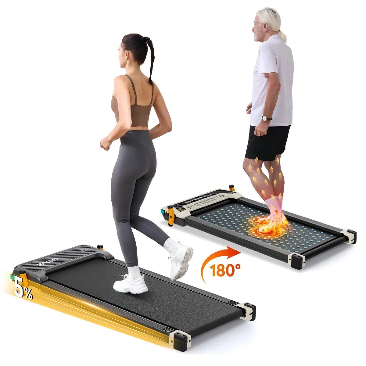 Tapis de course avec massage des pieds et affichage LED, Silencieux < 45dB, Capacité de poids de 150KG