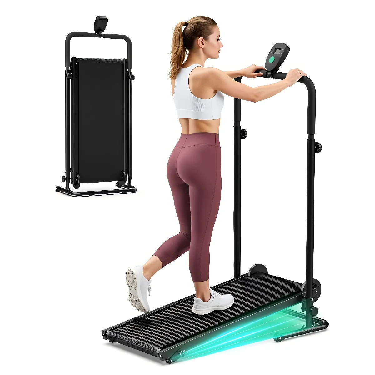 Tapis de course sans moteur, lrésistance , pente à trois vitesses pliage, charge 150 kg
